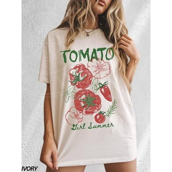 Tomato Girl Summer T-shirt, Farmers Market T-shirt, Tomato T-shirt, Fruit T-shirt, Cottagecore Aesthetic, Summer, Vintage Tomato T-shirt.