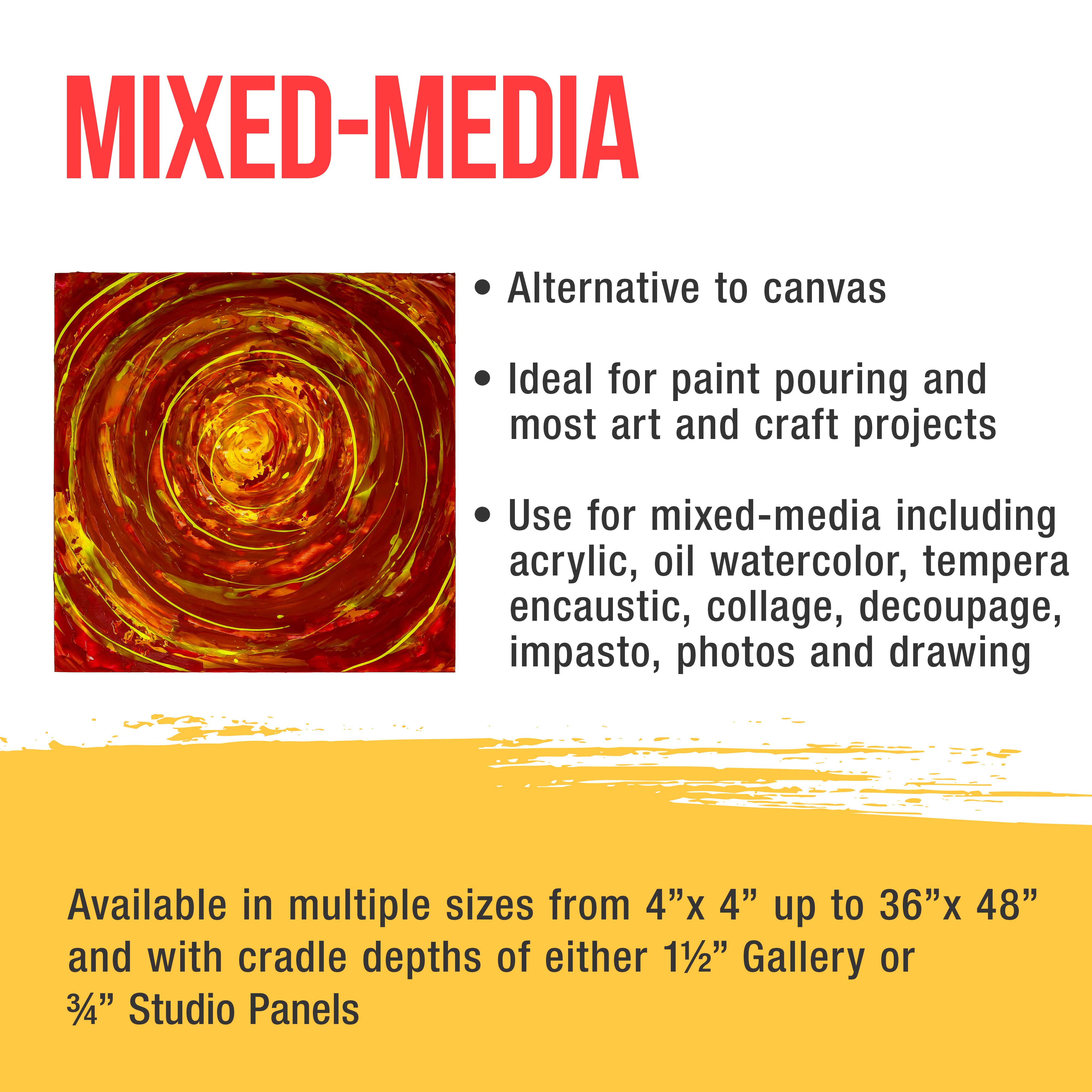 U.S. Art Supply 24" x 24" Birch Wood Paint Pouring Panel Boards, Studio 3/4" Deep Cradle (Pack of 2) - Artist Wooden Wall Canvases - Painting Mixed-Media Craft, Acrylic, Oil, Watercolor, Encaustic