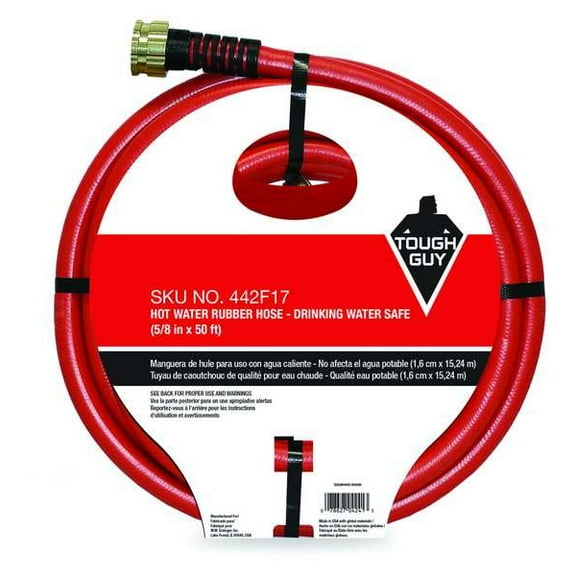 5/8 in ID x 50 ft L Water Hose, Rubber Tube, Red, Aluminum x Aluminum Fitting