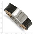 thumbnail image 4 of Chisel Stainless Steel Polished Black Leather 8.5 Inch ID Bracelet, 4 of 4