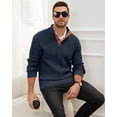 thumbnail image 3 of Colsmile Men's Cable Knit Sweater Stand Collar Quarter Button Pullover Casual Long Sleeve Knitwear, 3 of 9