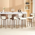 thumbnail image 4 of FANCROU 26 inch Swivel Counter Height Bar Stools Set Of 2, PU Leather Seat With Bentwood Back And Legs, White, 4 of 8
