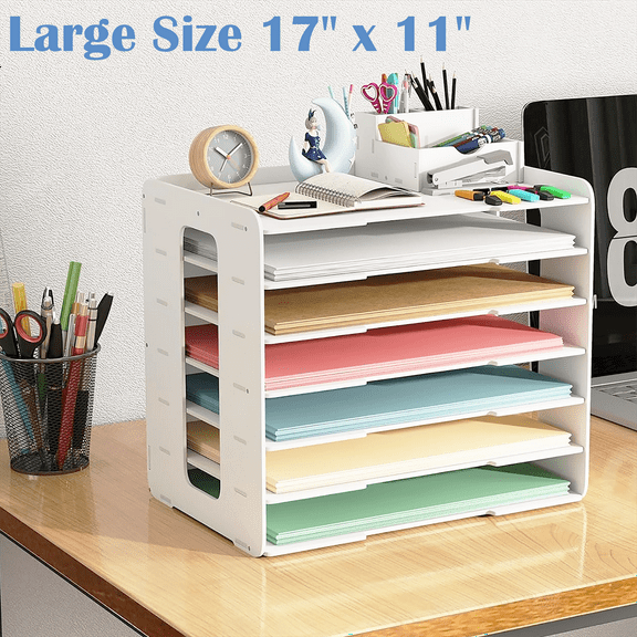 Gtouse 7-Tier Desk File Organizer, 11x17 Inches Large Size A3 Paper Organizer, Desk Organizer for Office Documents, Home