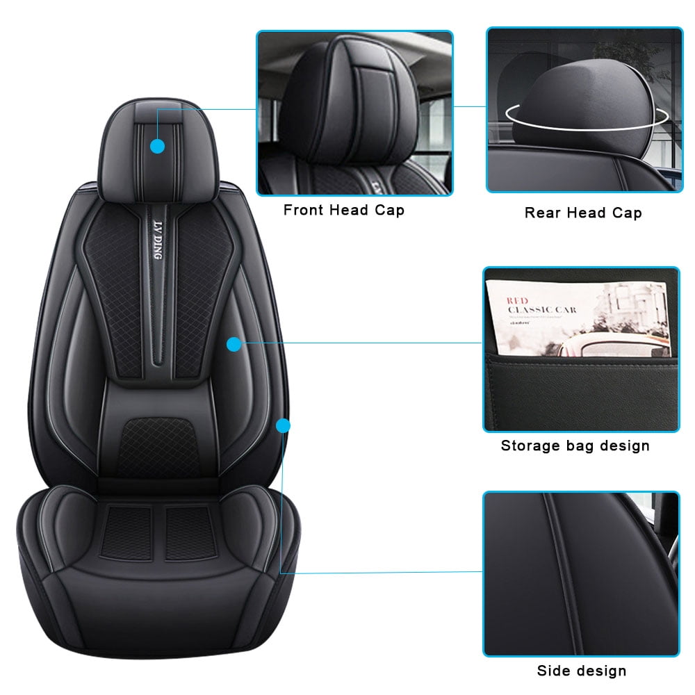 Tuqiang Car Seat Covers Universal Custom Fit Car Seat Covers Full Set for Waterproof Front&Rear Seat Cushion Black
