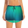 thumbnail image 2 of Balery Green Turquoise Teal Pattern Women's Running Shorts with Liner 2 Pockets Elastic Workout Athletic Gym Yoga Shorts-X-Large, 2 of 7