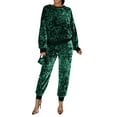 thumbnail image 2 of ZAZYULZ Going Out Sets for Women Ladies Autumn And Winter Sequins Small Fragrance Leisure Sports Long Sweater Pencil Pants Respirator Three Piece Suit(Green,M), 2 of 7
