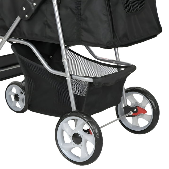 ZENY 4 Wheel Foldable Dog Stroller, Black, Holds Pets up to 30 lbs