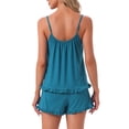 thumbnail image 3 of INSPIRE CHIC Women's Pajama Set Loungewear 2 Pcs Spagetti Straps Sleeveless Sexy Ruffles Cami Top and Shorts Sets S Blue, 3 of 6