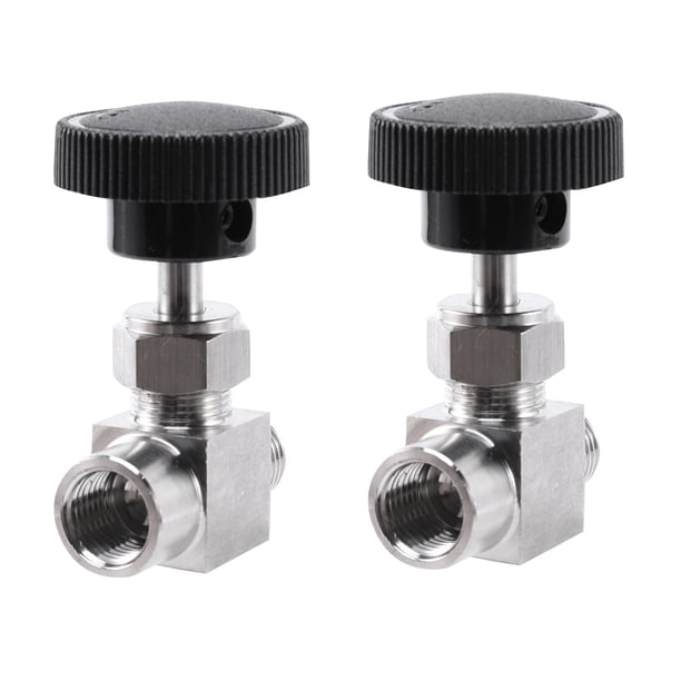 2X Válvula de Aguja Ajustable 1/4 Pulgada Macho A Hembra Rosca Acero Inoxidable 304