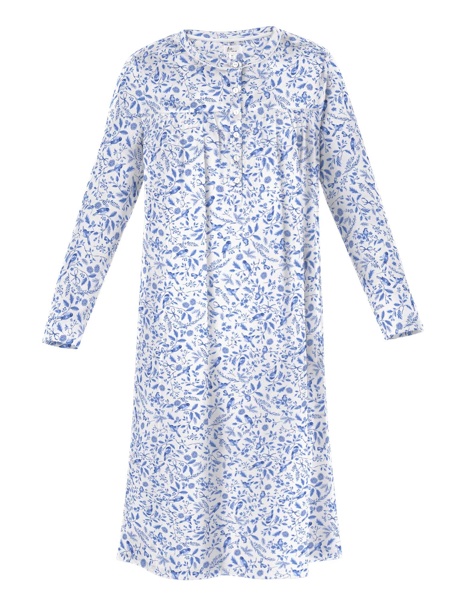 Aria Women’s Long Sleeve Stretch Velour 44" Sleepwear Nightgown, Sizes XS-5X
