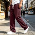 thumbnail image 6 of Lmueinov Men's Waffle Knit Wide Leg Sweatpants Elastic Waist With Drawstring Front Pleats With Deep Side Pockets For Fall And Winter Wear, S-3XL, 6 of 6
