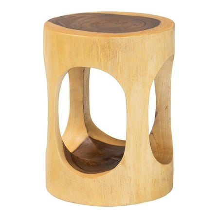 bali & pari Kaseko Hand-carved Suar Wood Side Table Sculptural Accent Table