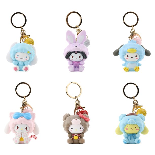 Figuras de acción de Hello Kitty Kuromi My Melody para niños, modelo de muñeca de Pvc, adorno colgante, regalo, 6 unidades por juego