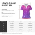 thumbnail image 6 of Wukai Purple Glitter Casual V-Neck Graphic Tees for Women: Lightweight and Breathable Summer Tops with Stylish Design-Large, 6 of 8