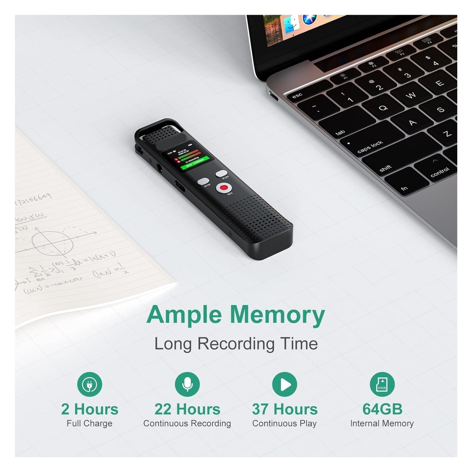 Digital Voice Recorder Voice Activated Recorder for Lectures Meetings Rechargeable Dictaphone ,Excellent Sound Quality