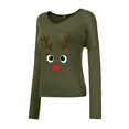 thumbnail image 3 of Mode Femme Décontractée Imprimé Col en V Ample Manches Longues T-shirt Haut Blouse Chandail, 3 of 6