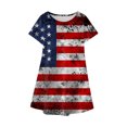 thumbnail image 3 of Quealent Girls 4th of July Dress Toddler Girl American Flag Dresses Patriotic Clothes Independence Day Outfits Hot Pink,2-3 Years, 3 of 4