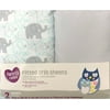 Parent's Choice 100% Cotton Fitted Crib Sheets, Blue Elephant 2pk