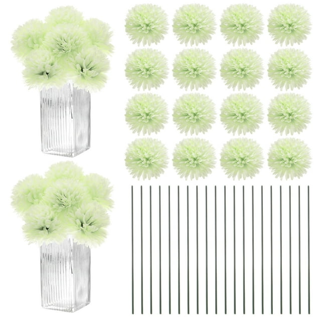 Uxcell Flores de Bola de Crisantemo Artificial, Ramos de Seda de Hortensia Falsos para el Hogar/Boda Verde Otoño 30 Pack