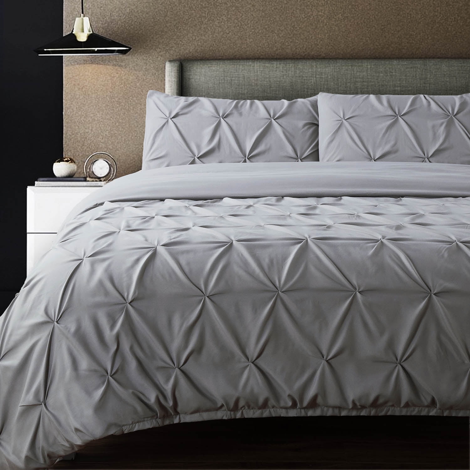 Bedsure Pintuck Duvet Cover Set with Shams Twin Size Ultra Soft Hypoallergenic Pinch Pleat 