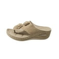 thumbnail image 2 of Womens Sandals Beach, Xunlbb Women's New Summer Plus-size Flower Hollowed-out One Line Wedge Comfortable Casual Beach Sandals(Khaki,Size:36), 2 of 3