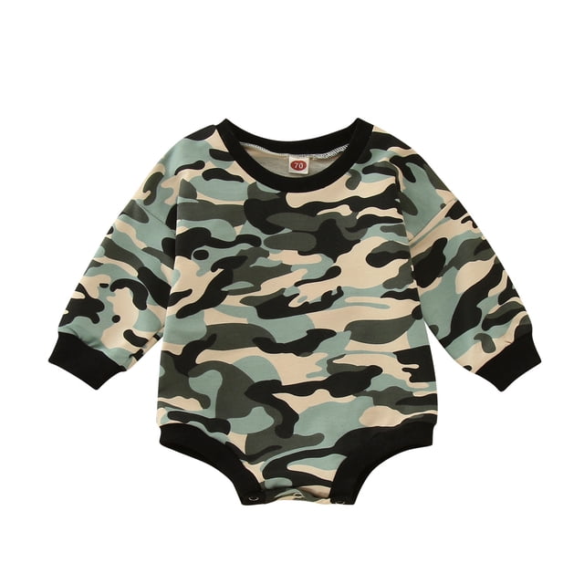 Gibobby Pañalero de algodón Bebé niños niñas manga larga estampados de pulóver recién nacido sudadera monos(Verde, 12-18 Meses)