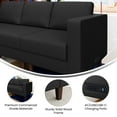 thumbnail image 4 of Flash Furniture Black LeatherSoft Right Arm Reception Chair, 2 AC Outlets/1 USB/1 USB-C Ports and Wooden Walnut Legs with Adjustable Floor Glides, 4 of 14