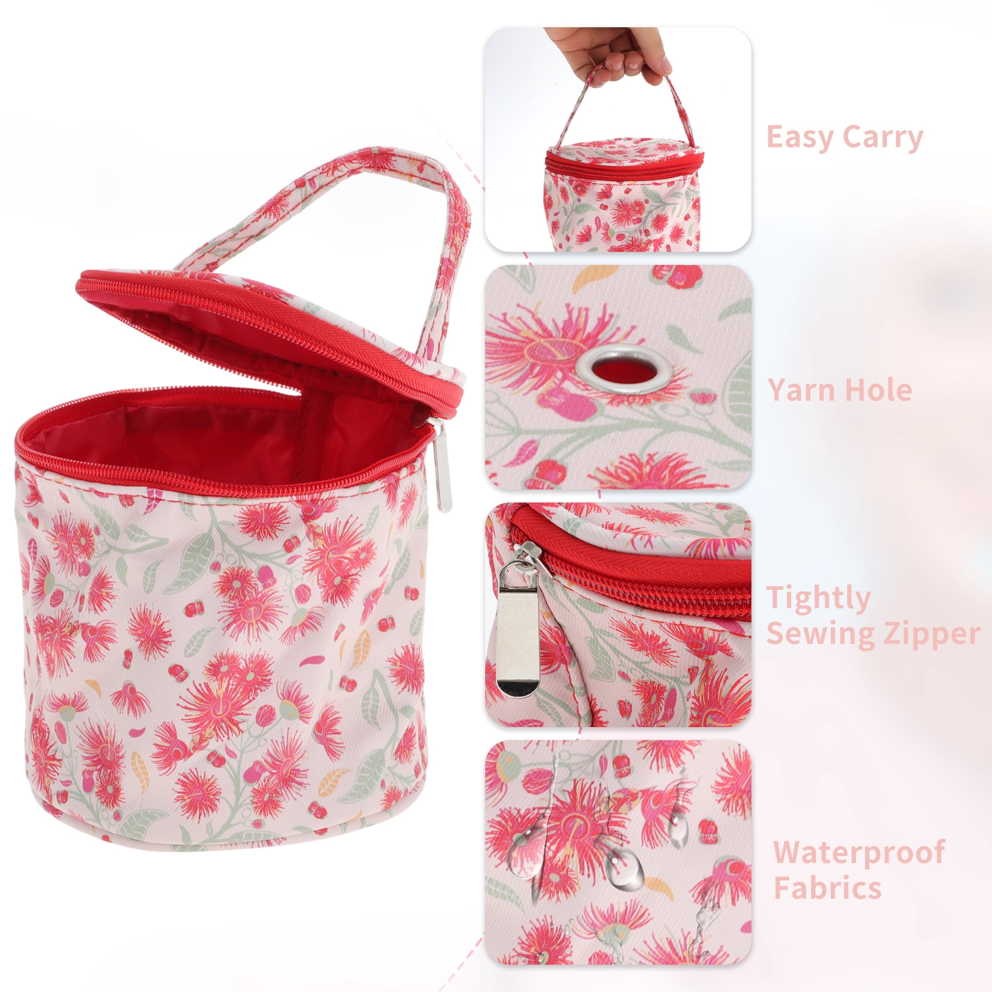 Unique Bargains Small Yarn Bag Knitting Organizer Crochet Tote Mini Yarn Drum Case