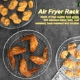 thumbnail image 3 of 3-Layer Square Round Rectangle Air Fryer Rack Set Stainless Steel Dehydrator Rack with 4 Silicone Feet Anti-Scald Clip Stackable Air Fryer Accessories ,Compatible with 5-7.5L Air Fryers, 3 of 9