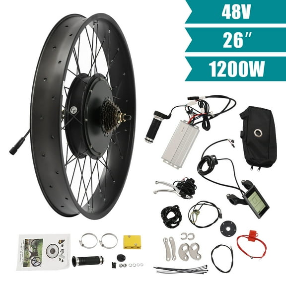 TFCFL 26" 1200W Fat Tire Electric Bicycle Motor E-Bike Rear Wheel LCD Conversion Kit Waterproof