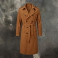 thumbnail image 6 of Mrmaere Men Lapel Trench Coat Double Breasted Belted Long Sleeve Outerwear For Business Daily Orange M, 6 of 9