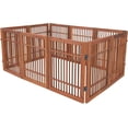 thumbnail image 6 of Freestanding Wooden Dog Gate Foldable Indoor Pet Gate No Drill Expandable Barrier for Doorways Stairs Hallways Portable Wood Fence for Small Dogs & Puppies (Brown Pet Gate, 4 Panel 24" Tall), 6 of 10
