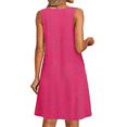 thumbnail image 4 of Vestidos de Verano para Mujer 2025, Sueltos, Informales, Sin Mangas, con Ojales, con Bolsillos, Color Rosa Rojo, Talla M, 4 of 6