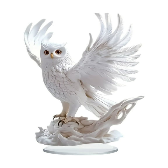 nvzhuang Owl Desktop Ornament Peacock White Tiger Cute 2D Acrylic Animal Home Decoration for Indoor Table Bookshelf