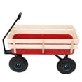 thumbnail image 2 of Ktaxon Garden Wagon Wood Wagon ALL Terrain Pulling Red w/ Wood Railing Garden Cart, 2 of 8