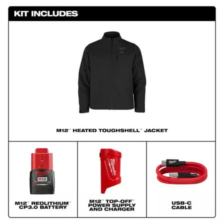 Milwaukee Tool M12 Heated TOUGHSHELL Jacket Kit, Black, 3X