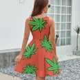 thumbnail image 6 of Hemp Leaves Women's Tank Dress V Neck Sleeveless Summer Sundress, 6 of 7