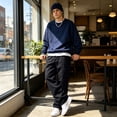 thumbnail image 6 of Nestiefly Cargo Sweatpants for Men Baggy Relaxed Fit Fleece Jogger Sweatpants Plus Size Wide Leg Athletic Gym Pants Black 2XL, 6 of 8