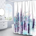 thumbnail image 4 of Floral Watercolor Lavender Cloth Shower Curtain, Plant Home Bathroom Bathtubs Decor Easy Care Waterproof Machine Washable Durable Polyester Fabric with 12 Hooks 72"x72", 4 of 6