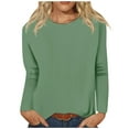 thumbnail image 1 of Timegard Hauts pour Femmes Col Rond Manches Longues Ample Confortable chandail-Over Couleur Unie Haut Décontracté T-Shirt Basique, 1 of 5