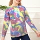 thumbnail image 4 of Blusas y camisas de manga larga con cuello redondo Conjunto de rendimiento con brillo para niños Camiseta versátil de manga larga con cuello redondo para niños Camiseta de poliéster para niños, 4 of 6