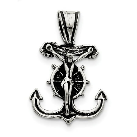Sterling Silver Antiqued Mariner Crucifix Pendant