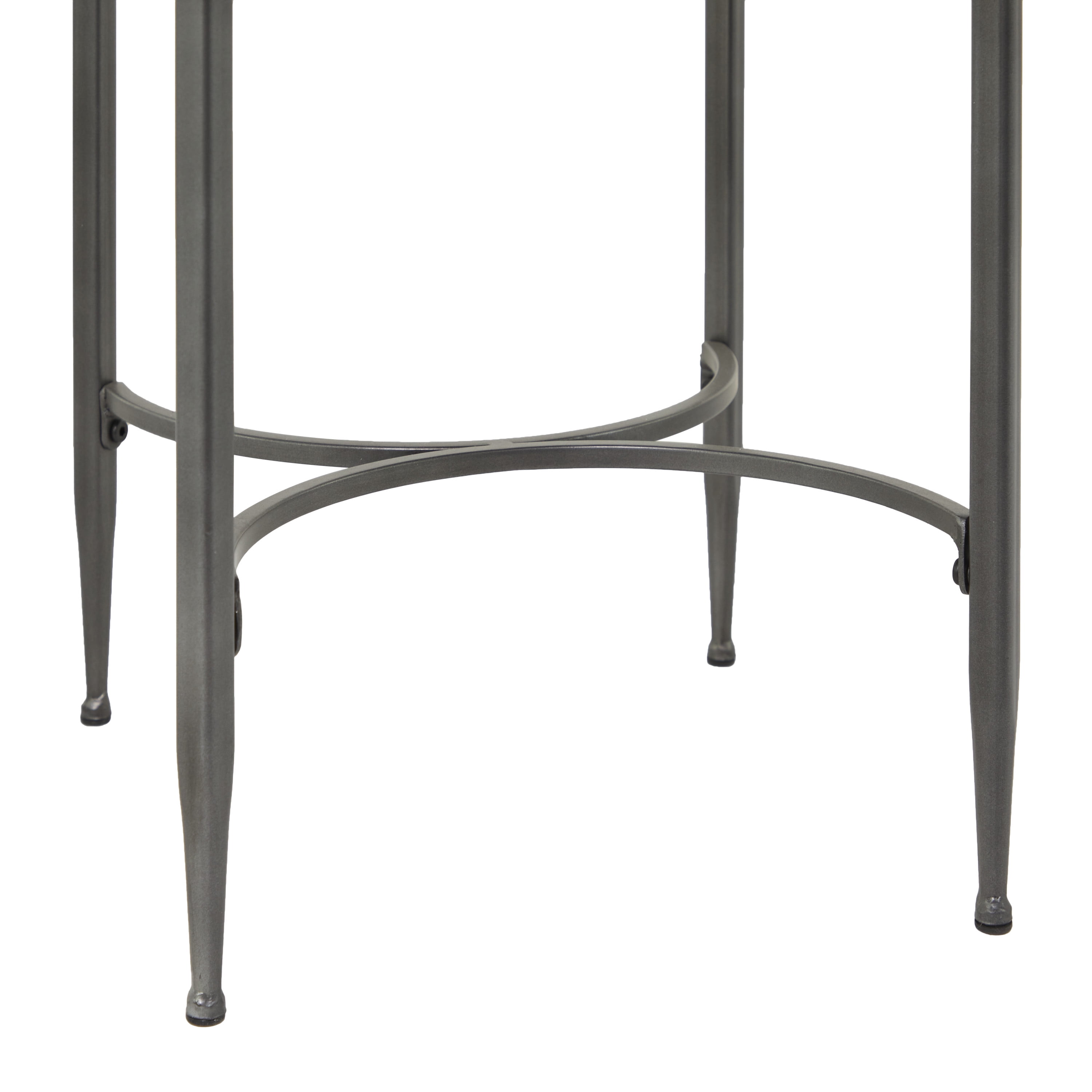 DecMode 18" x 25" Gray Metal Accent Table with Brown Wood Top, 1-Piece