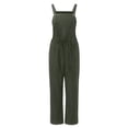 thumbnail image 5 of HBFAGFB Jumpsuits for Women Sleeveless Button Down Casual Pants Rompers with Pockets Green Size L, 5 of 5