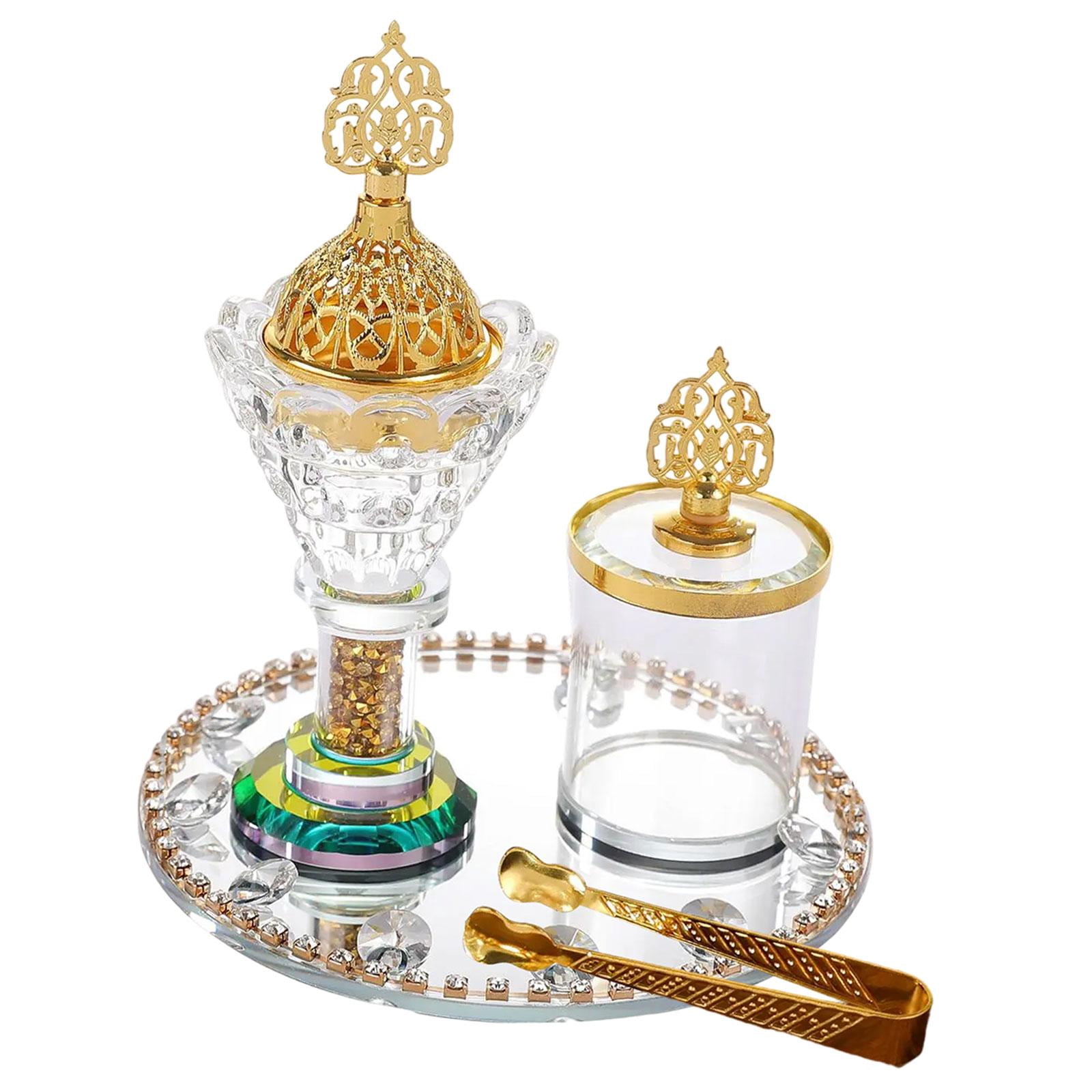 Baoblaze Glass Incense Burner Set Ornament Arabian Incense Holder for Office SPA