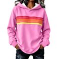 thumbnail image 2 of Women's Retro Stripe Hoodie Pullover Long Sleeve Colorful Casual Sweatshirt Top, 2 of 5