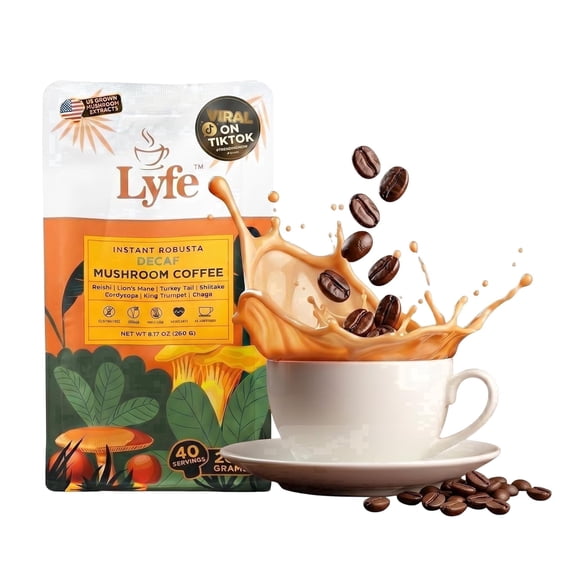 LYFE Organic Instant Decaf Mushroom Coffee 40 Servings