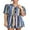 Navy Blue, variant on Rdhnmea Women 2-Piece Outfits Summer Striped Print Tie Front Shirt and Shorts