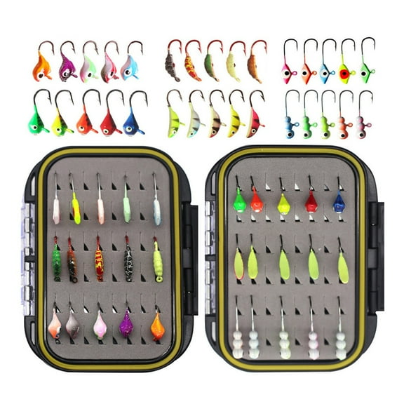 COOLHOOD 30/36pcs Ice Fishing Lure Set Winter Ice Fishing Jigs Set for Perch Bass Fishing Sinking Metal Jigging Hard Baits