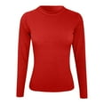 thumbnail image 3 of Womens Long Sleeve Stretch Crewneck Ribbed T Shirt Fitted Casual Basic Tops Long Sleeve T Shirts Women Womens Tops And Tees Long Sleeve Thin T Shirt Women Women Tee Shirts Pack Short Long Sleeve Tee, 3 of 3